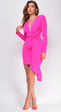 Enola Pink Front Drape Mini Dress