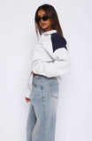 Its A Bad Idea Zip Front Sweater Grey