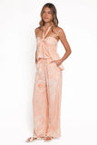 Lira Tie Waist Pant Peach Floral