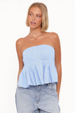 Cagnes Strapless Peplum Top Blue