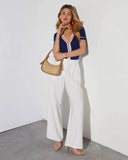 Shulmas Striped Short Sleeve Button Up Top