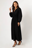 Cece Long Sleeve Maxi Dress Black
