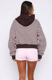 Verano Sixteen Maria Boxy Zip Front Hoodie Pink Choc Stripe