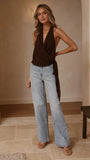 Belle Halter Neck Top Brown