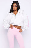Gone Away Boxy Zip Front Hoodie Grey Marle