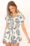 Georgina Tie Waist Romper Navy
