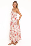 Avania Strapless Midi Dress Red Floral