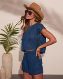 Sunlit Capsule Short Sleeve Chambray Top