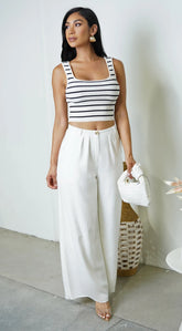 Calia Linen Wide Pants White