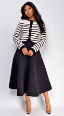 Eliana Stripe Button Down Cardigan Ivory