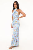 Mila Halterneck Maxi Dress Cornflower Blue Floral