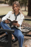 Yorkshire Contrast Hem Cardigan Cream