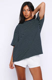 Touchdown Oversized Tee Navy Mint Stripe