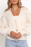 Harlee Flower Cardigan White