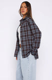 Might Be Time Button Up Shirt Blue Chocolate