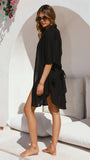 Vesper Button Down Beach Cover Up Black