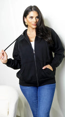Off Duty Zip Up Boyfriend Hoodie Black