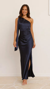 Halle One Shoulder Maxi Dress Navy