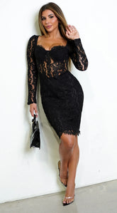 Bella Lace Corset Dress Black
