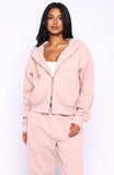 Cant Miss It Boxy Zip Front Hoodie Dusty Pink