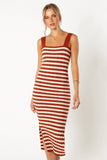 Ledger Midi Dress Tan Stripe