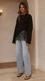 Javi Long Sleeve Lace Top Black