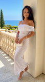 Florencia Lace Off Shoulder Maxi Dress White