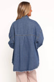 Twiggy Frayed Edge Denim Shacket Denim