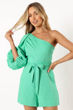 Krisa One Shoulder Romper Green