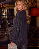 Toast Club Embellished Chiffon Button Down Top