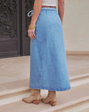 Maebelle Wrap Tie Denim Maxi Skirt