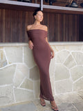 Darcey Off Shoulder Maxi Dress Brown