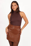 Rebecca Faux Leather Mini Skirt Camel