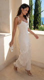 Olivara Polka Dot Ruffle Maxi Dress Off White
