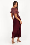 Nellie Satin Midi Skirt Burgundy