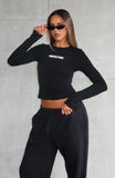 Love Addiction Long Sleeve Baby Tee Black