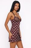 Admire You Mini Dress Choc Cream Polka Dot