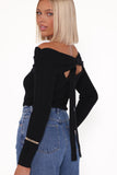 Junia Tie Back Knit Top Black