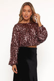 Adelina Sequin Top Black Rose