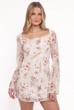 Everlyn Long Sleeve Mini Dress Cream Floral