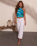 Summer Muse Abstract Print Halter Neck Top