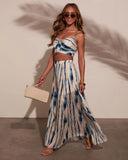 Haidee Watercolor Striped Front Tie Top