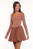 Sheena Long Sleeve Mini Dress Mocha