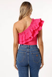 Meena One Shoulder Bodysuit Fuchsia