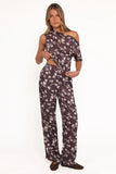 Romola Pant Brown Cream Floral
