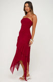 Venetian Dreams Strapless Midi Dress Dragonfruit