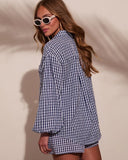 Sun Weathered Gingham Print Button Down Top