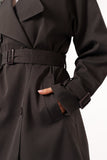 Billy Button Front Trench Coat Charcoal