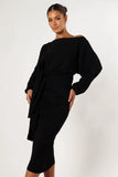 Prancer Off Shoulder Midi Dress Black