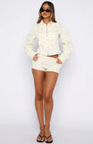 Treasure Me Bomber Jacket Cream Black Polka Dot